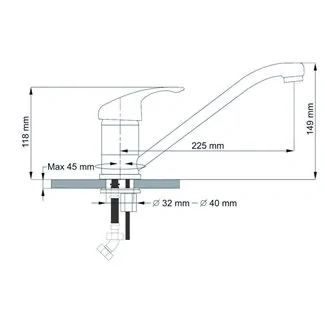 Évier Granit 1 bac Alkor CC 78 cm