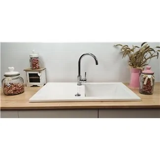 Here's the translation:Soft White Ceramic Sink + Sarreguemines Drainer