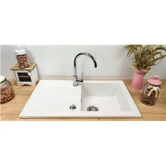 Ceramic sink Soft White + Sarreguemines drainer