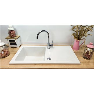 Ingot ceramic sink xs 1 bowl and white drainer