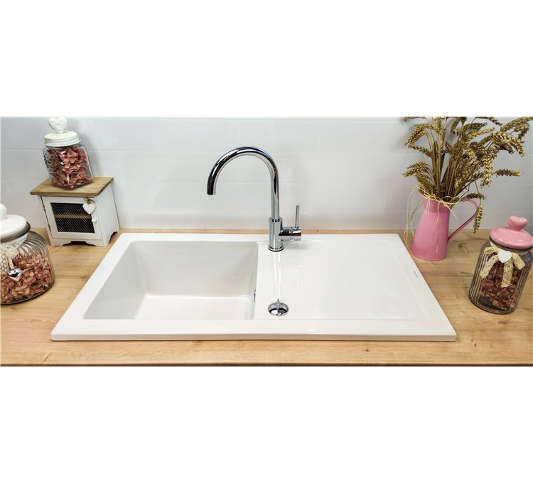 Ingot ceramic sink xs 1 bowl and white drainer