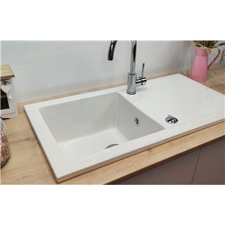 LAVELLO IN CERAMICA XS 1 VASCA E SGOCCIOLATOIO BIANCO