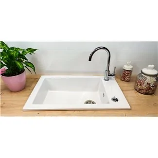 Here's the English translation:White ceramic sink with 1 basin Lingot by Sarreguemines