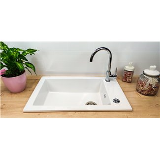 Sink Ceramic Timbre d'Office zum Einfügen Lingot weiß 1 Tank Sarreguemines