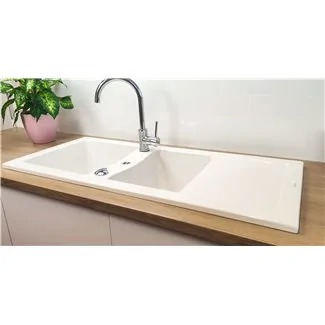 White lingot ceramic sink 2 bowls and drainer