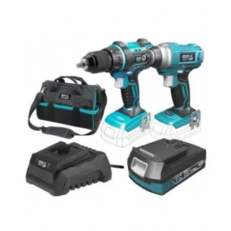 Set di 2 trapani cordless con batteria, caricatore e borsa