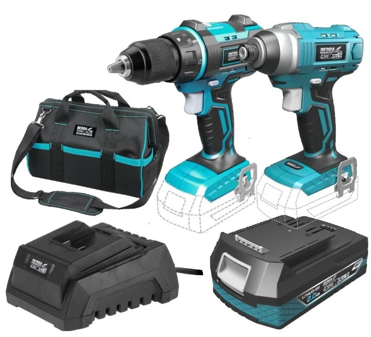 2-Pack Cordless Drills with Battery, Charger, and Carrying Case