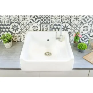 Here's the translation:Vintage white ceramic utility sink with 1 basin, 60 cm