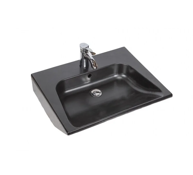 Wall-mounted ceramic sink Mito 60 style in Black