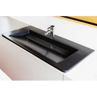 Rectangular recessed washbasin in anthracite