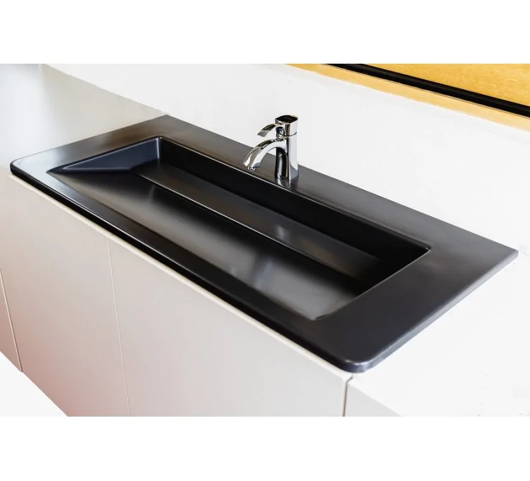 Rectangular recessed washbasin in anthracite