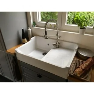 Ceramic sink Grand Siècle white farmhouse style 90 cm