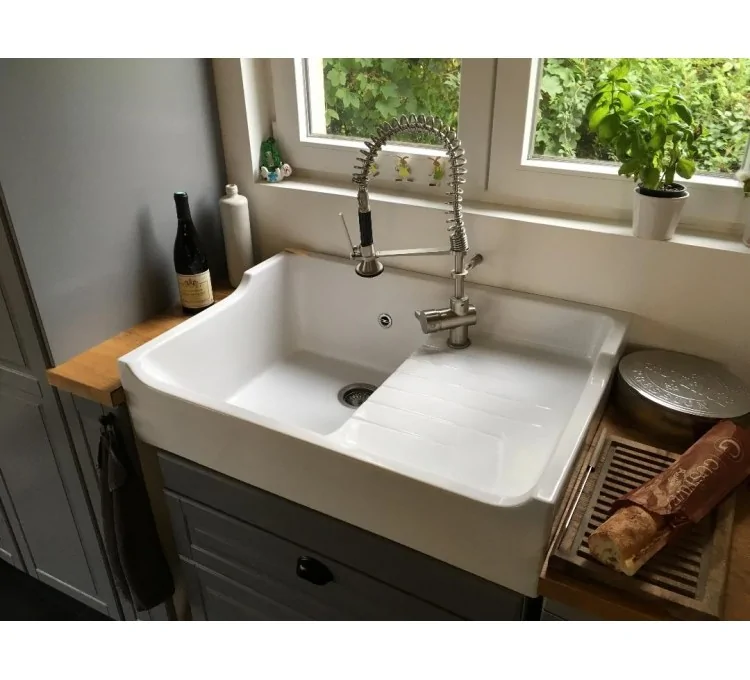 Ceramic sink Grand Siècle white farmhouse style 90 cm