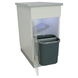 Here's the English translation:Swing-top kitchen trash can 15L with divider