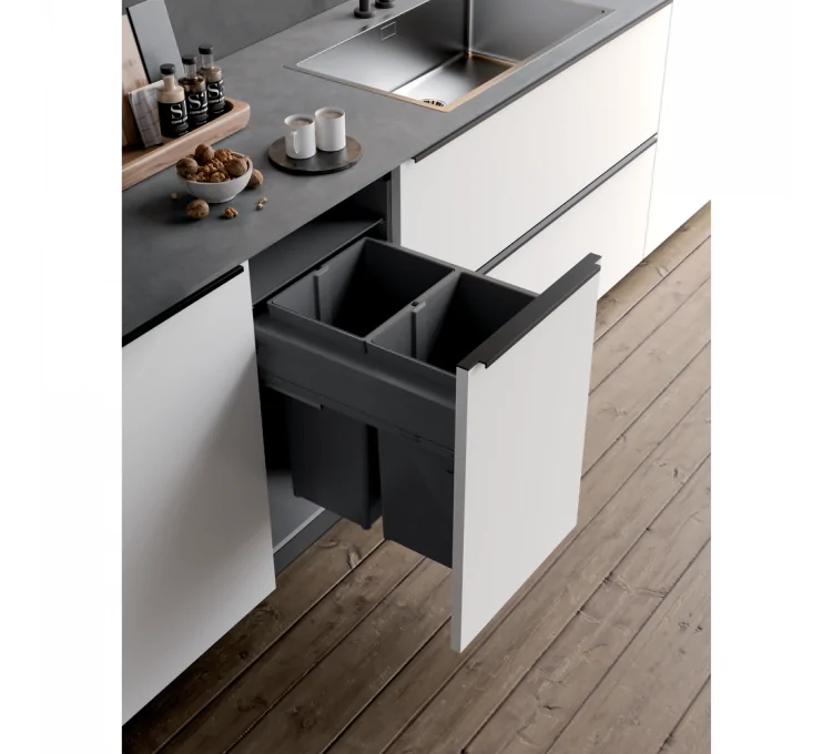 Here's the translation:Sliding kitchen bin EVO with waste sorting 58L