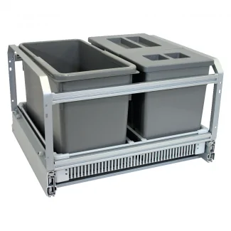 3-Compartment 45L Recycling Bin for Kitchen