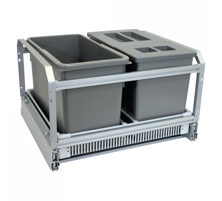 3-Compartment 45L Recycling Bin for Kitchen