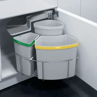 Here's the translation:Rotating kitchen trash can with sorting compartments, 39 liters