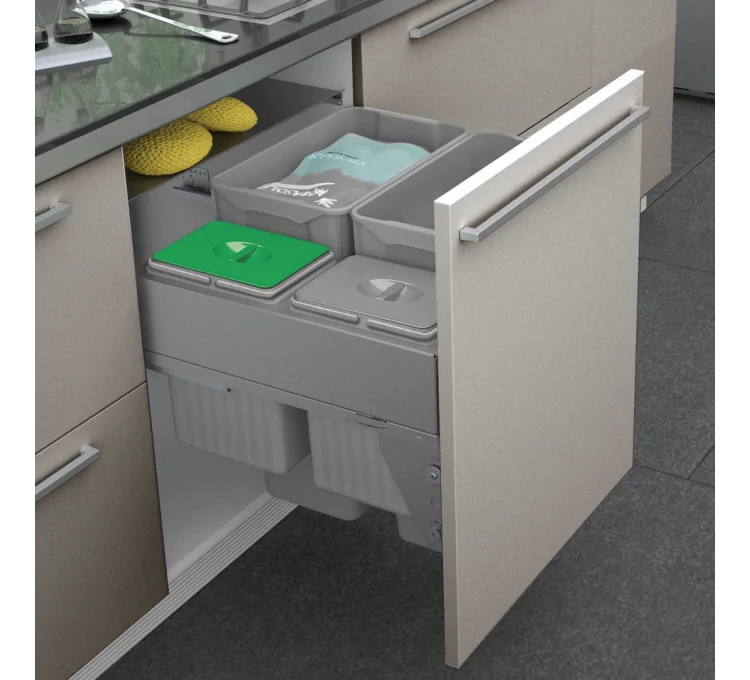 Kitchen recycling bin 85L with 4 compartments