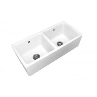 Ceramic sink 2 Bins "Belfast" White.