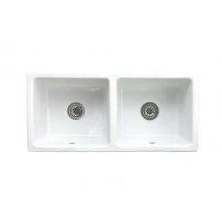 Ceramic sink 2 Bins "Belfast" White.