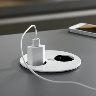 Here's the translation:Retractable power outlet for countertop with 2 sockets