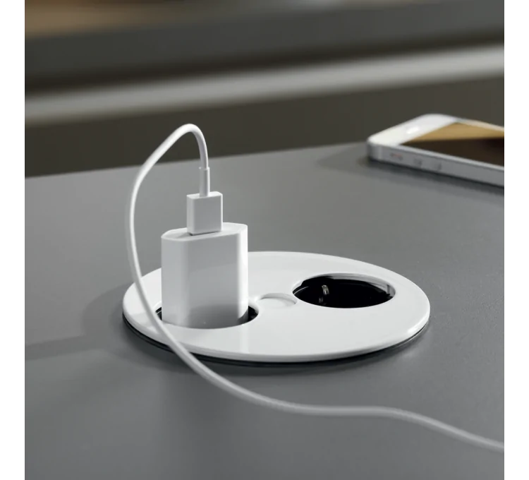 Here's the translation:Retractable power outlet for countertop with 2 sockets