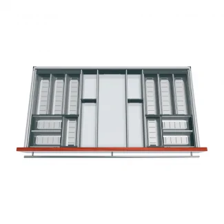 Organizador de cubiertos extensible de plástico gris para cajón de cocina de 1000 mm