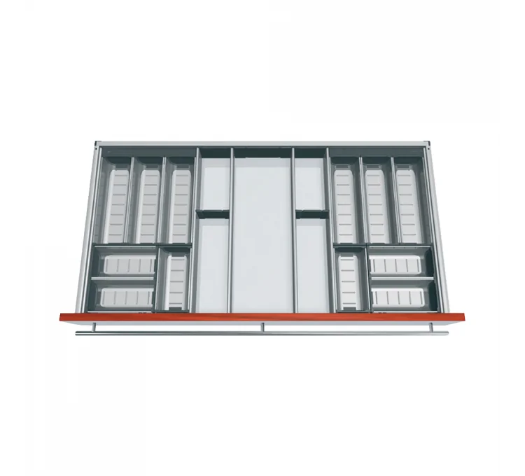 Organizador de cubiertos extensible de plástico gris para cajón de cocina de 1000 mm