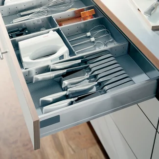 Organizador de cuchillos de acero inoxidable para cajón de cocina