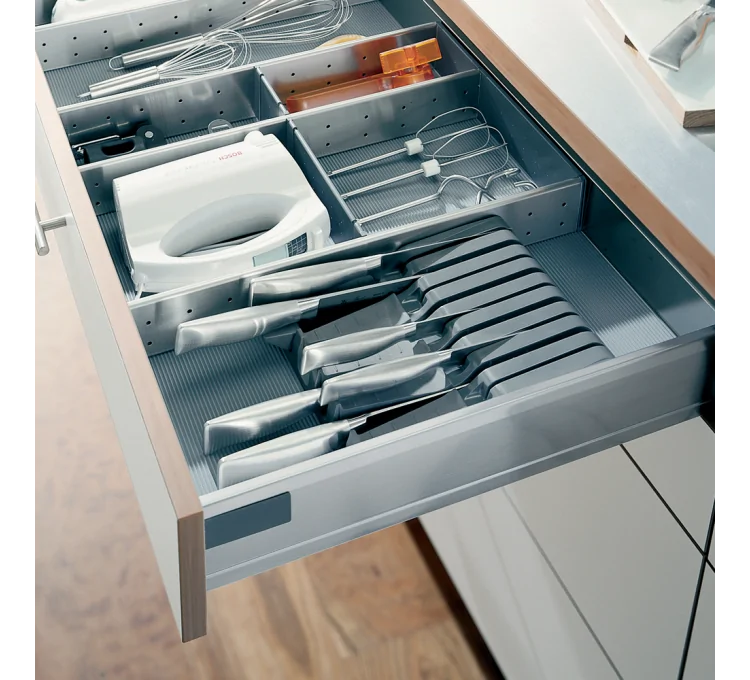 Organizador de cuchillos de acero inoxidable para cajón de cocina