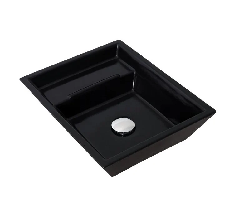 Here's the translation:Black rectangular Eider sink for bathroom