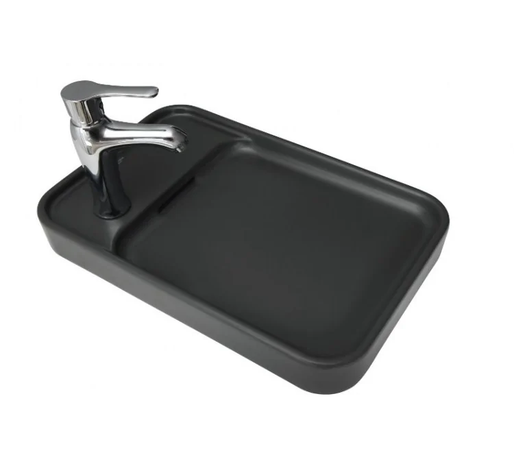 Here's the translation:Anthracite Ceramic Countertop Basin by Sarreguemines