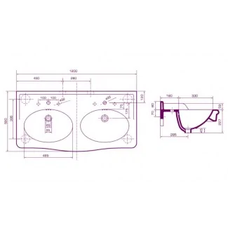 Lavabo Double Vasques céramique"Louxor"Blanc