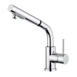 Contemporary pull-out mixer tap with 2 spray settings