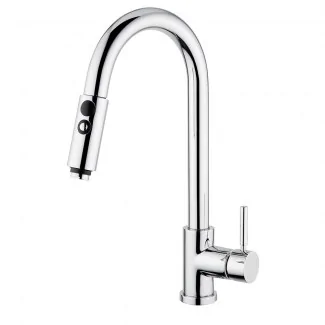 Here's the translation:Contemporary model mixer tap with 2-jet pull-out spray head