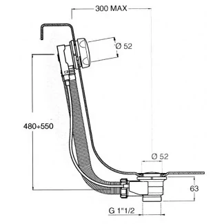 Drenaje para bañera estándar con cable.