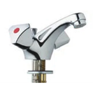 Single-hole mixer tap for washbasin with fixed spout